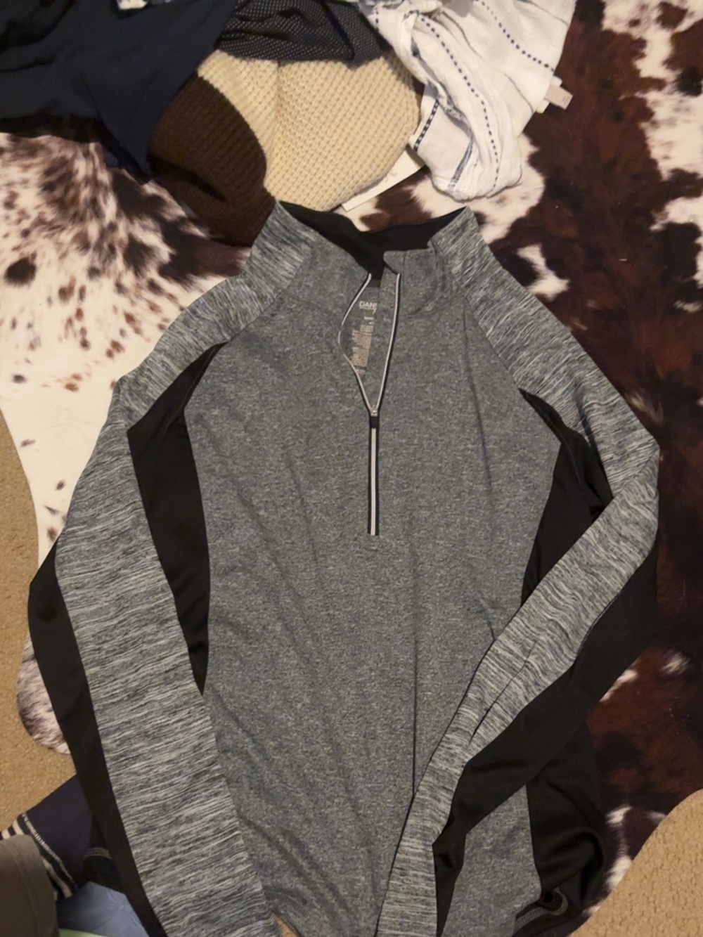 Gray and Black Half-Zip Athletic Pullover
